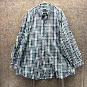 Brooks Brothers Shirt Men 4XL Blue Button Down Preppy Dress Plaid Classic Oxford